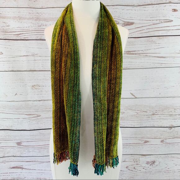 Multicolor plush scarf fringe soft warm winter - Picture 2 of 8